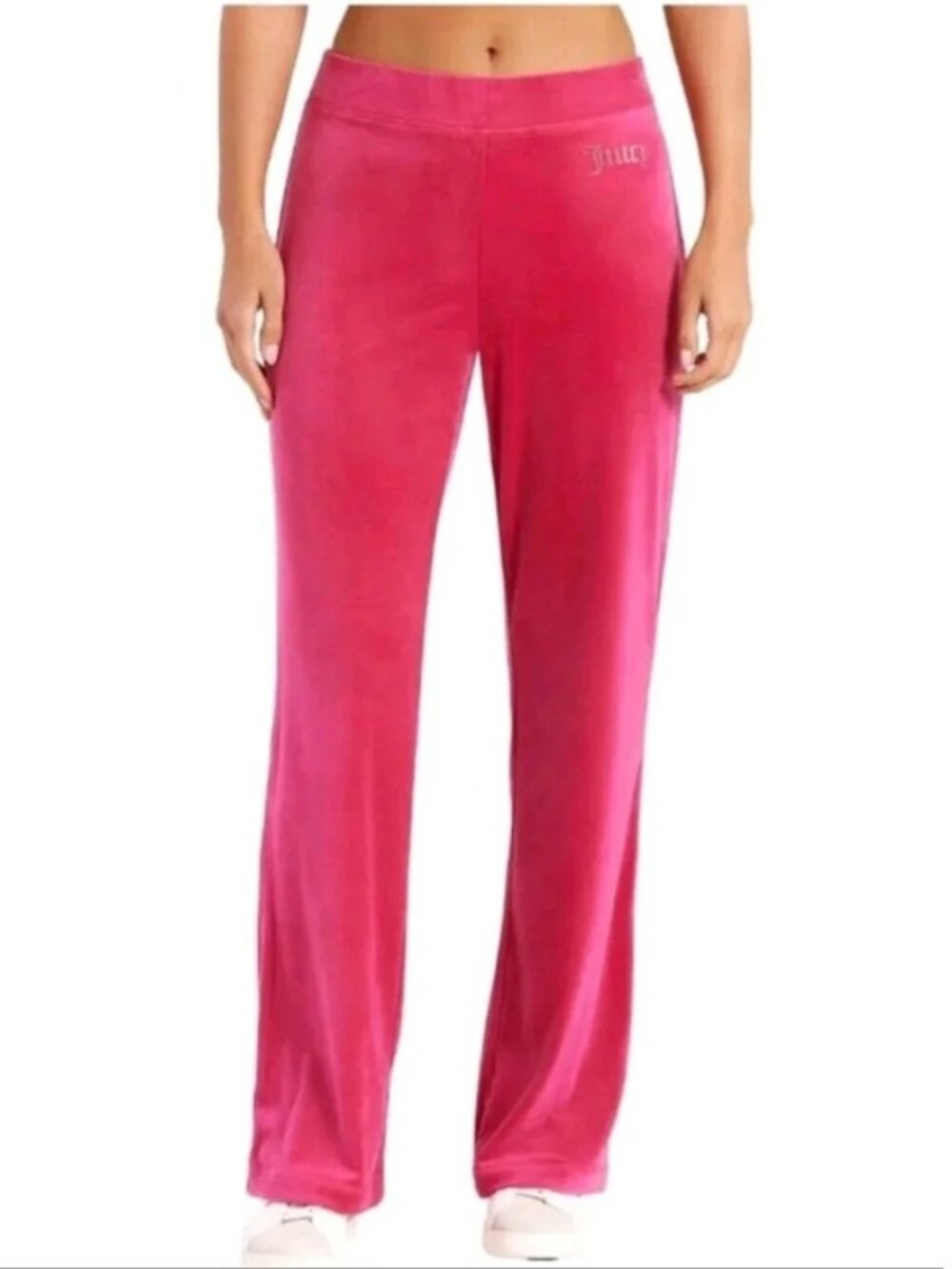 Juicy Couture Hot Pink Soft Velour Rhinestone Bling "Juicy" Track Lounge Pants